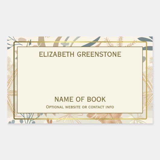 Nautisch strand Auteur Handtekening Boekplaat Rechthoekige Sticker (Voorkant)