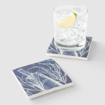 Nautisch strand blauw cyanotype