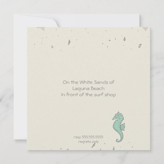 Nautisch Strand Blauwe Hart Knoop Huwelijksuitnodi Kaart (Achterkant)