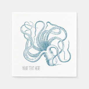 Nautisch strand Blauwe Octopus Servetten