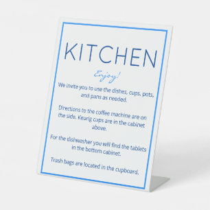 Nautisch strand Blue Kitchen Counter Sign Reclamebord Met Voetstuk