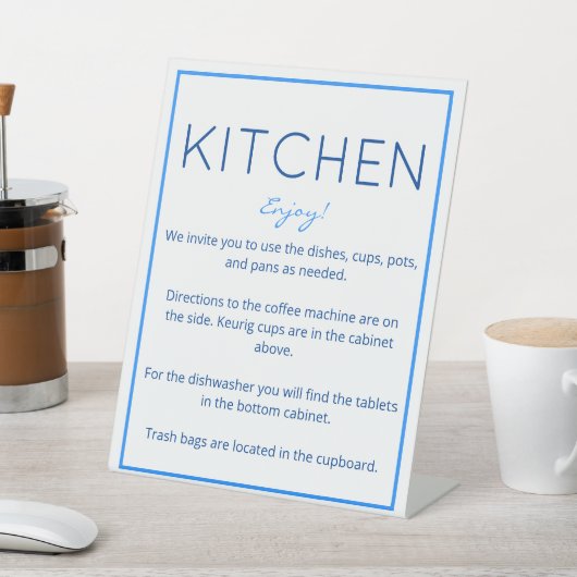 Nautisch strand Blue Kitchen Counter Sign Reclamebord Met Voetstuk (Insitu)