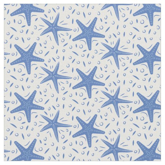 Nautisch strand Blue Starfish Patroon Stof (Close Up)