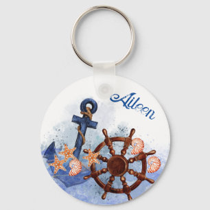 Nautisch strand bruiloft bruidsmeisje cadeau sleutelhanger