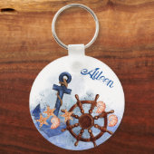 Nautisch strand bruiloft bruidsmeisje cadeau sleutelhanger (Voorkant)