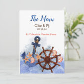 Nautisch strand bruiloft Gepersonaliseerd Menu (Staand voorkant)