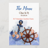 Nautisch strand bruiloft Gepersonaliseerd Menu (Voorkant)