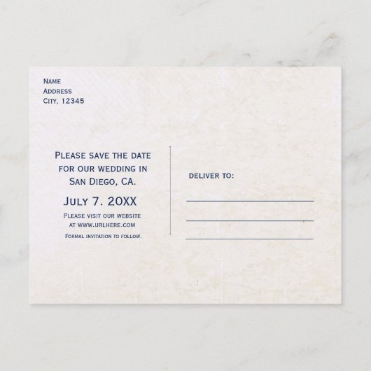 nautisch strand bruiloft Save the Date Kaart (Achterkant)