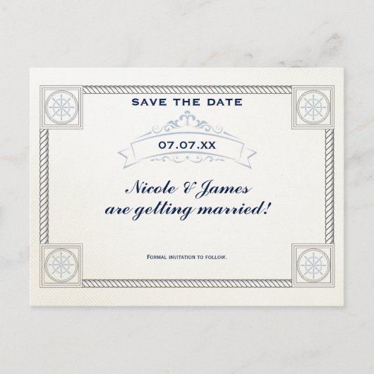  nautisch strand bruiloft Save the Date Kaart (Voorkant)
