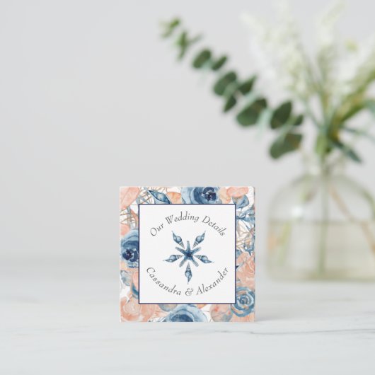 Nautisch strand bruiloft schelpen zeesterren informatiekaartje (Staand voorkant)