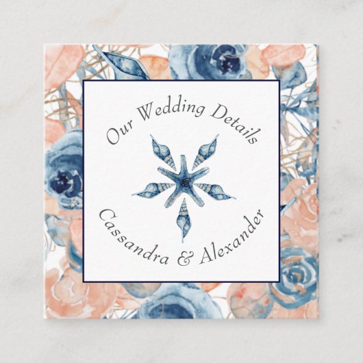 Nautisch strand bruiloft schelpen zeesterren informatiekaartje (Voorkant)