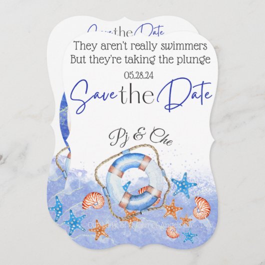 Nautisch strand bruiloft thema Kaart (Voorkant / Achterkant)