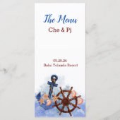 Nautisch strand bruiloft thema menu (Voorkant)