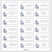 Nautisch strand bruiloft uitnodiging Adresetikette Sticker (Vel)