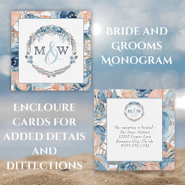 Nautisch strand bruiloft zeeschelpen zeesterren En Informatiekaartje