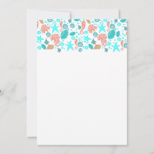 Nautisch Strand Hart - Ocean Treasures Wedding Kaart (Achterkant)