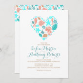 Nautisch Strand Hart - Ocean Treasures Wedding Kaart (Voorkant / Achterkant)