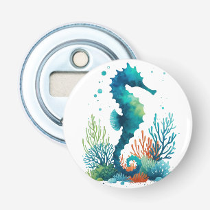 Nautisch/strand/kustzeepaardkunst Button Flesopener