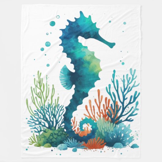 Nautisch/strand/kustzeepaardkunst Fleece Deken (Voorkant)