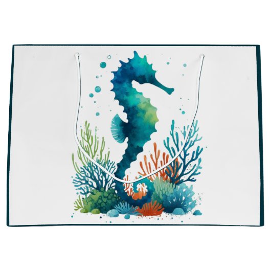 Nautisch/strand/kustzeepaardkunst Groot Cadeauzakje (Voorkant)