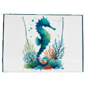 Nautisch/strand/kustzeepaardkunst Groot Cadeauzakje (Achterkant)