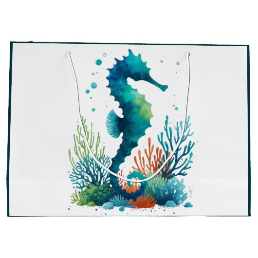 Nautisch/strand/kustzeepaardkunst Groot Cadeauzakje (Achterkant)