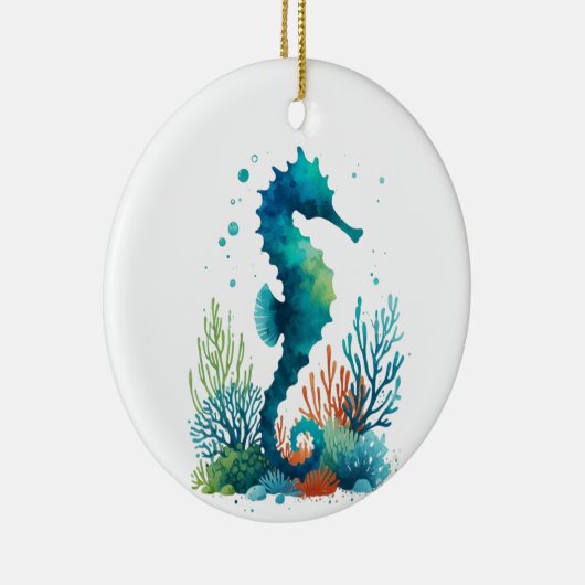 Nautisch/strand/kustzeepaardkunst Keramisch Ornament (Rechts)