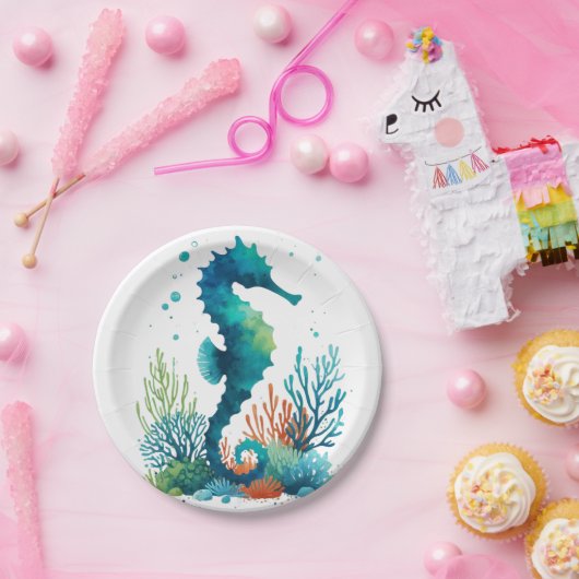 Nautisch/strand/kustzeepaardkunst Papieren Bordje (Feest)