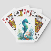 Nautisch/strand/kustzeepaardkunst Pokerkaarten (Achterkant)