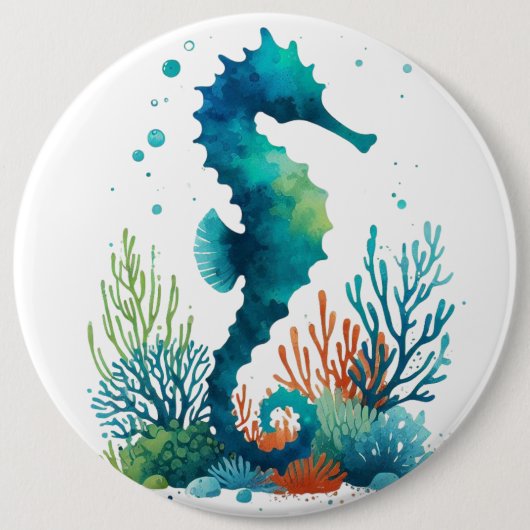 Nautisch/strand/kustzeepaardkunst Ronde Button 6,0 Cm (Voorkant)