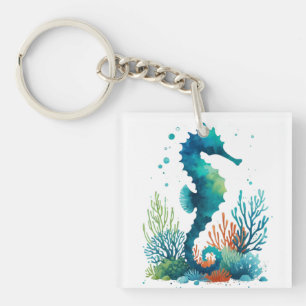 Nautisch/strand/kustzeepaardkunst Sleutelhanger