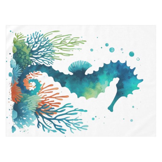 Nautisch/strand/kustzeepaardkunst Tafelkleed (Voorkant (Horizontaal))