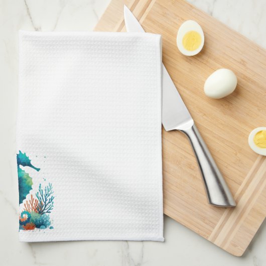 Nautisch/strand/kustzeepaardkunst Theedoek (Quarter Fold)