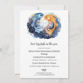 Nautisch strand oceaan thema repetitie diner kaart (Voorkant)