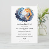 Nautisch strand oceaan thema repetitie diner kaart (Staand voorkant)