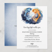 Nautisch strand oceaan thema repetitie diner kaart (Voorkant / Achterkant)