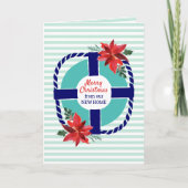 Nautisch strand Poinsettia Nieuw adres Feestdagen Kaart (Voorkant)