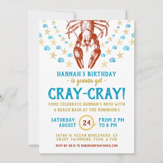 Nautisch strand rivierkreeft Shell volwassen verja Kaart (Voorkant)