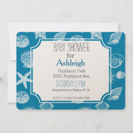 Nautisch strand schelpen Aqua White baby shower Kaart