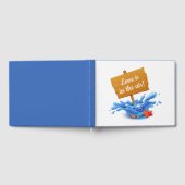 Nautisch Strand Teken Ocean Waves Navy Blue Weddin Gastenboek (Volledig)