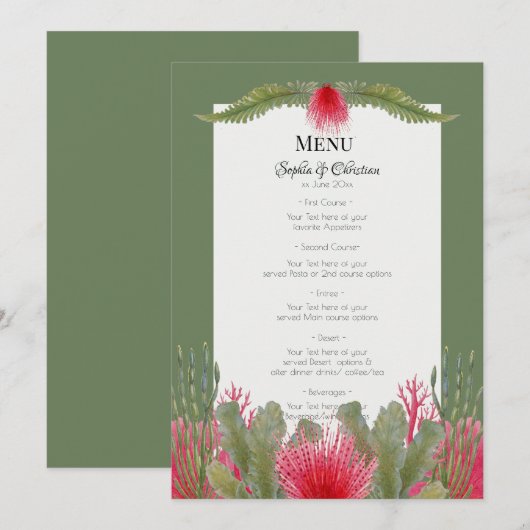 Nautisch strand thema bruiloft receptie Menu Kaart (Voorkant / Achterkant)