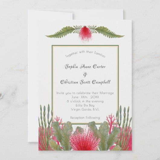 Nautisch strand thema bruiloft uitnodiging (Voorkant)