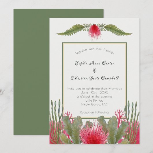 Nautisch strand thema bruiloft uitnodiging (Voorkant / Achterkant)