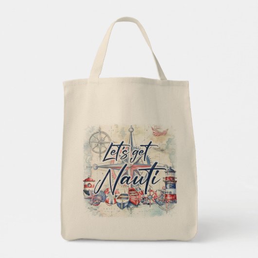 Nautisch strand thema "Let's Get Nauti" Tote Bag (Achterkant)