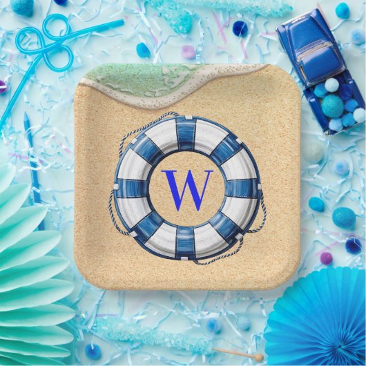 Nautisch strand thema papieren bordje (Feest)