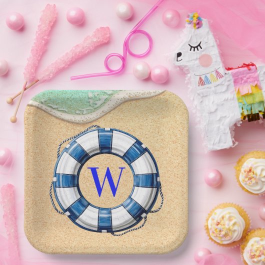 Nautisch strand thema papieren bordje (Feest)