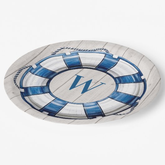 Nautisch strand thema papieren bordje (Gekanteld)