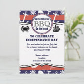 Nautisch strand thema uitnodiging voor barbecues (Staand voorkant)
