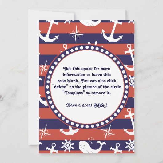 Nautisch strand thema uitnodiging voor barbecues (Achterkant)