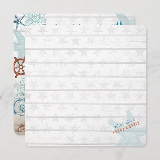 Nautisch strand | Uitnodiging tot weddenschappen (Voorkant / Achterkant)